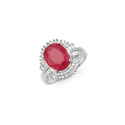 6.07 ctw Ruby & Diamond Ring 18K White Gold
