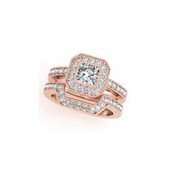 1.05 ctw Certified VS/SI Cushion Diamond 2pc Set Ring Halo 14K Rose Gold