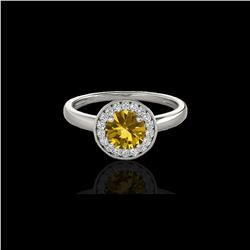 1.15 ctw Certified SI/I Fancy Intense Yellow Diamond Ring 10K White Gold