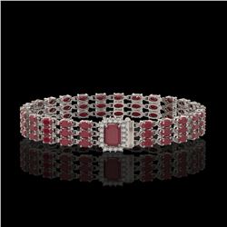 28.74 ctw Ruby & Diamond Bracelet 14K White Gold