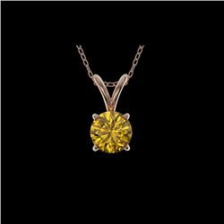 .50 ctw Certified Intense Yellow Diamond Necklace 10K Rose Gold