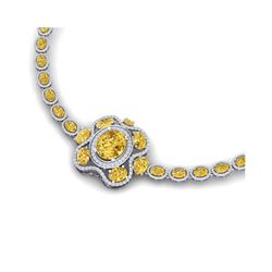 42.53 ctw Canary Citrine & VS Diamond Necklace 18K White Gold