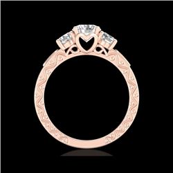 1.41 ctw VS/SI Diamond Solitaire Art Deco 3 Stone Ring 18K Rose Gold