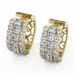 12.34 ctw Princess Cut Diamond Earrings 18K Yellow Gold