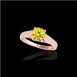 1 ctw Certified SI/I Fancy Intense Yellow Diamond Ring 10K Rose Gold