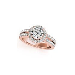 0.85 ctw Certified VS/SI Diamond Halo Ring 18K Rose Gold