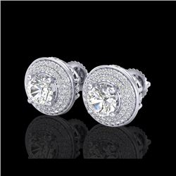 2.35 ctw VS/SI Diamond Solitaire Art Deco Stud Earrings 18K White Gold