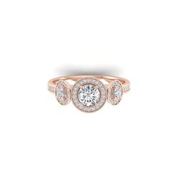 1.25 ctw VS/SI Diamond Art Deco 3 Stone Micro Ring 14K Rose Gold
