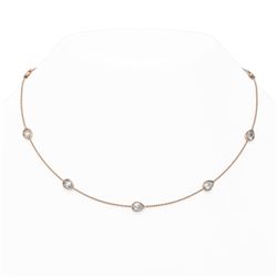 6.75 ctw Pear Cut Diamond Station Necklace 18K Rose Gold