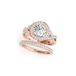 1.84 ctw Certified VS/SI Diamond 2pc Wedding Set Halo 14K Rose Gold