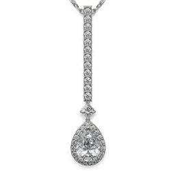 1.3 ctw Pear Cut Diamond Designer Necklace 18K White Gold