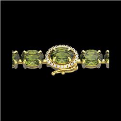 27 ctw Green Tourmaline & VS/SI Diamond Micro Bracelet 14K Yellow Gold