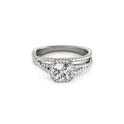 1 ctw Certified VS/SI Cushion Diamond Halo Ring 18K White Gold
