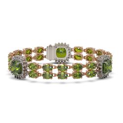 37.37 ctw Tourmaline & Diamond Bracelet 14K Rose Gold