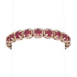 44.22 ctw Ruby & Diamond Bracelet 18K Rose Gold