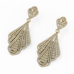 9.62 ctw Baguette Diamonds Designer Earrings 18K Yellow Gold