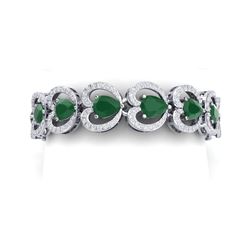 32.15 ctw Emerald & VS Diamond Bracelet 18K White Gold
