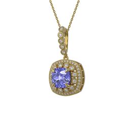 7.19 ctw Tanzanite & Diamond Victorian Necklace 14K Yellow Gold