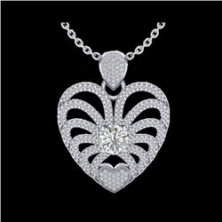 3 ctw Micro Pave VS/SI Diamond Certified Heart Necklace 14K White Gold