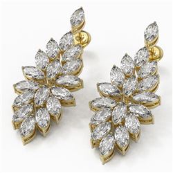 9 ctw Marquise Cut Diamond Designer Earrings 18K Yellow Gold
