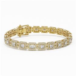 12 ctw Princess Cut Diamond Designer Bracelet 18K Yellow Gold