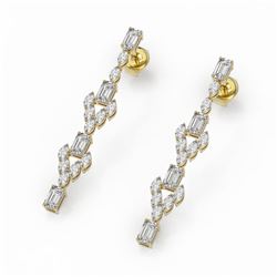 5.28 ctw Emerald Cut and Marquise Diamond Earrings 18K Yellow Gold