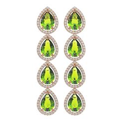 8.4 ctw Peridot & Diamond Micro Pave Halo Earrings 10K Rose Gold
