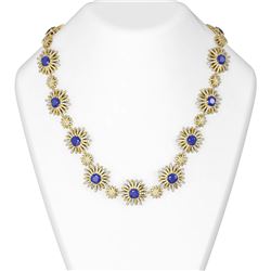 46.03 ctw Sapphire & Diamond Necklace 18K Yellow Gold