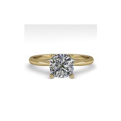 1.01 ctw Cushion VS/SI Diamond Engagement Designer Ring 18K Yellow Gold