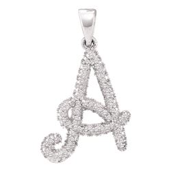10kt White Gold Round Diamond Letter A Pendant 1/5 Cttw