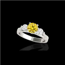 1.75 ctw SI/I Fancy Intense Yellow Diamond 3 Stone Ring 10K White Gold