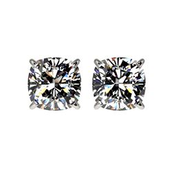2 ctw Certified VS/SI Quality Cushion Diamond Stud Earrings 10K White Gold