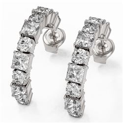 3.9 ctw Princess Cut Diamond Designer Earrings 18K White Gold