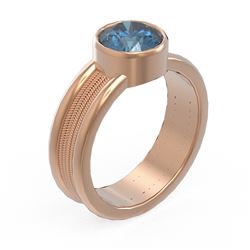 1.5 ctw Intense Blue Diamond Ring 18K Rose Gold