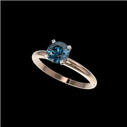 1.05 ctw Certified Intense Blue Diamond Engagement Ring 10K Rose Gold