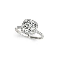 0.75 ctw Certified VS/SI Cushion Diamond Halo Ring 18K White Gold