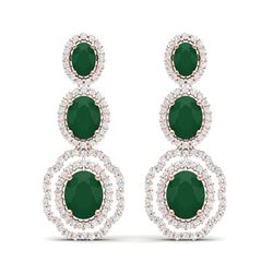 17.01 ctw Emerald & VS Diamond Earrings 18K Rose Gold