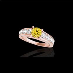 2.55 ctw Certified SI/I Fancy Intense Yellow Diamond Ring 10K Rose Gold