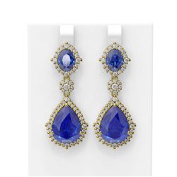 30.16 ctw Tanzanite & Diamond Earrings 18K Yellow Gold