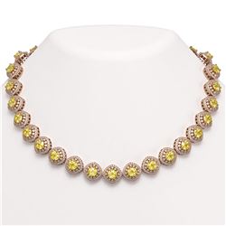 62.37 ctw Canary Citrine & Diamond Victorian Necklace 14K Rose Gold