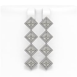 5.92 ctw Princess Cut Diamond Micro Pave Earrings 18K White Gold