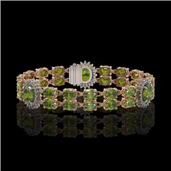 17.79 ctw Tourmaline & Diamond Bracelet 14K Rose Gold