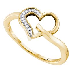 10kt Yellow Gold Round Diamond Heart Ring 1/20 Cttw