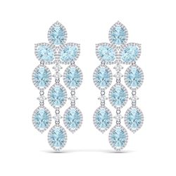 23.76 ctw Sky Topaz & VS Diamond Earrings 18K White Gold