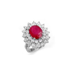 8.0 ctw Ruby & Diamond Ring 18K White Gold