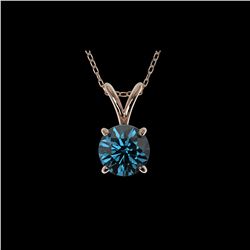 .78 ctw Certified Intense Blue Diamond Necklace 10K Rose Gold