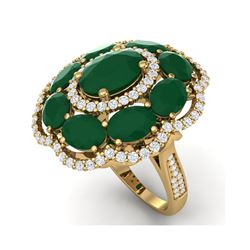14.4 ctw Designer Emerald & VS Diamond Ring 18K Yellow Gold