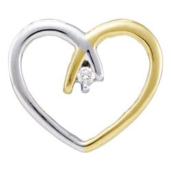 10kt Two-tone Yellow Gold Round Diamond Solitaire Heart Pendant .03 Cttw