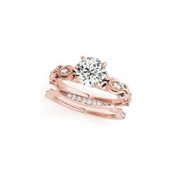 0.96 ctw Certified VS/SI Diamond 2pc Wedding Set Antique 14K Rose Gold
