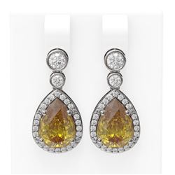 2.4 ctw Canary Citrine & Diamond Earrings 18K White Gold